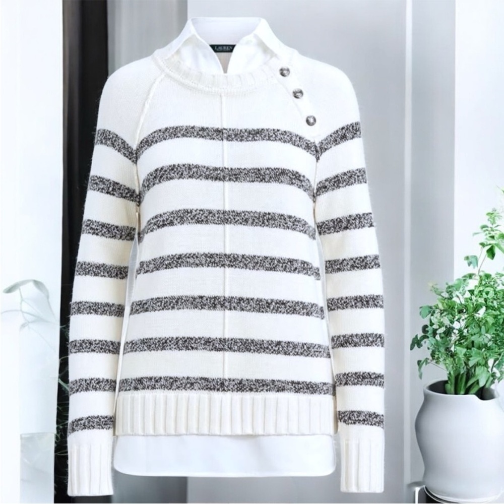 Lauren Ralph Lauren Cream Black Nautical Striped Sweater + RalphLauren Gift Box - Picture 7 of 11